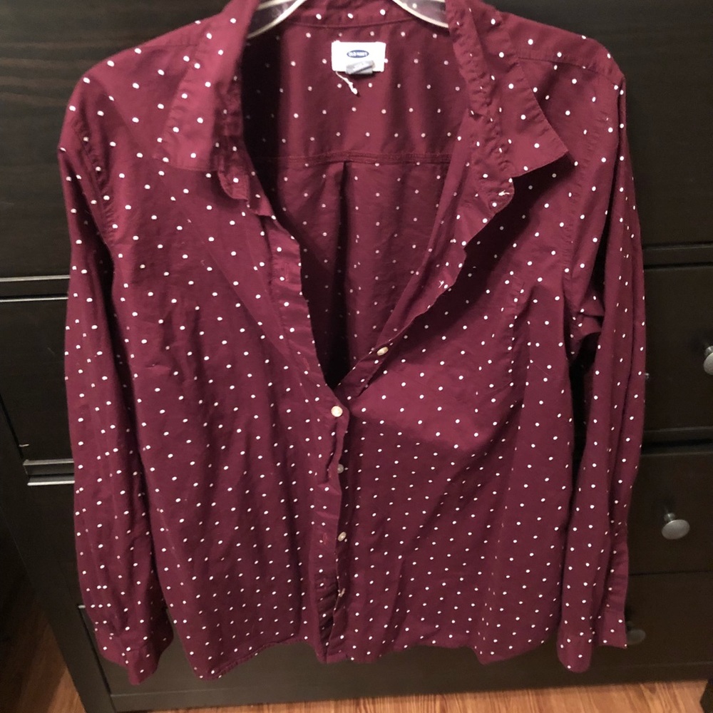 Maroon polka dot blouse